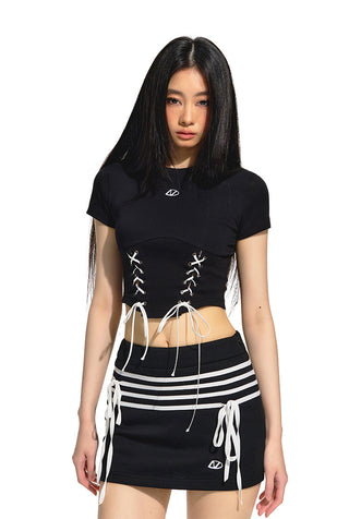 [NAWS] Cropped Sleeveless Belted Top White