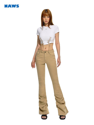 [NAWS] Cropped Sleeveless Belted Top White