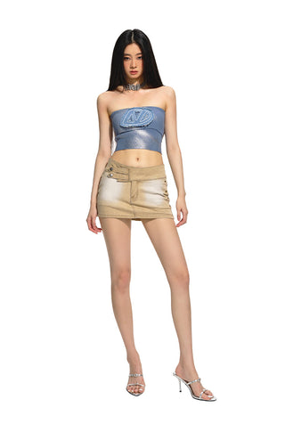 [NAWS] Old washed street denim skirt