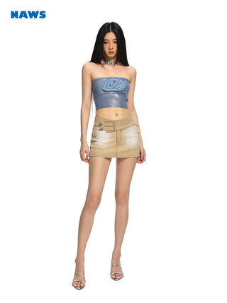 [NAWS] Old washed street denim skirt
