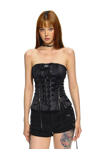 [NAWS] Corset Zipper Ribbon Elastic Top