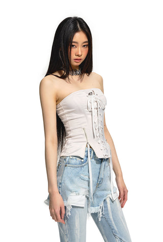 [NAWS] Corset Zipper Ribbon Elastic Top