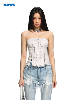 [NAWS] Corset Zipper Ribbon Elastic Top