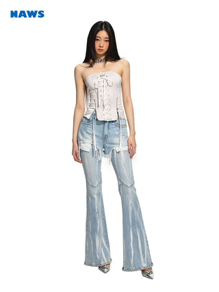 [NAWS] Corset Zipper Ribbon Elastic Top