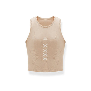 [NAWS] Velvet contrast color knitted vest brown
