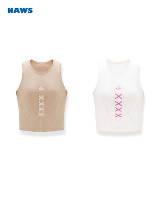 [NAWS] Velvet contrast color knitted vest brown