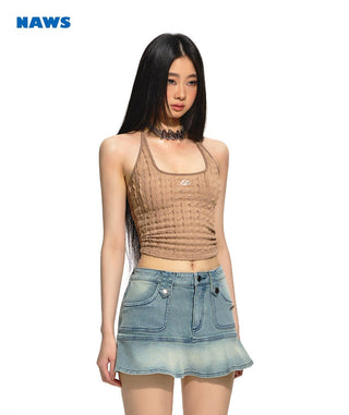 [NAWS] Knit V-Neck Cropped Vest Oath