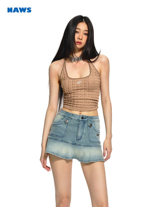 [NAWS] Knit V-Neck Cropped Vest Oath