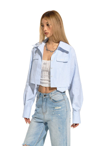 [NAWS] Cropped Striped Shirt