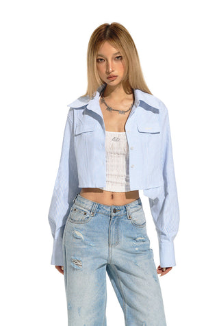 [NAWS] Cropped Striped Shirt
