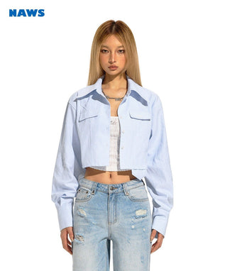 [NAWS] Cropped Striped Shirt
