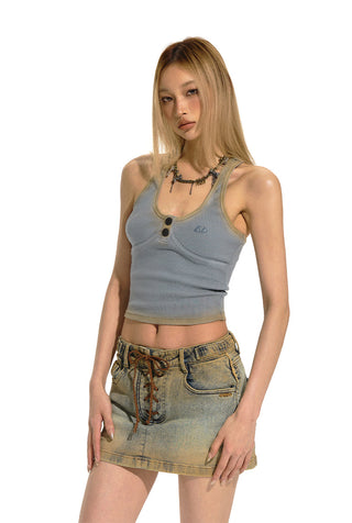 [NAWS] Tie-up Design Distressed Skirt