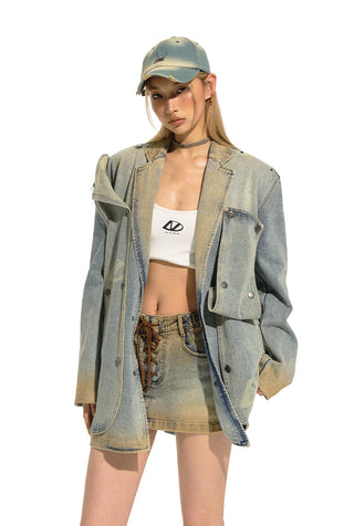 [NAWS] Tie-up Design Distressed Skirt