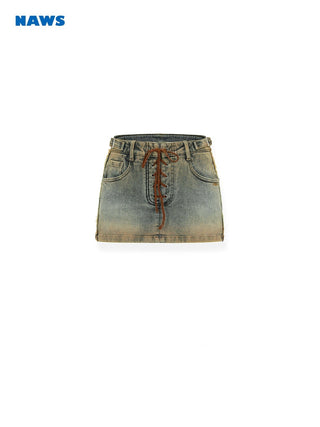 [NAWS] Tie-up Design Distressed Skirt