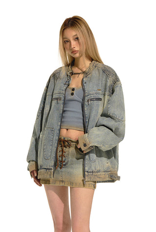 [NAWS] Distressed Washed Denim Jacket