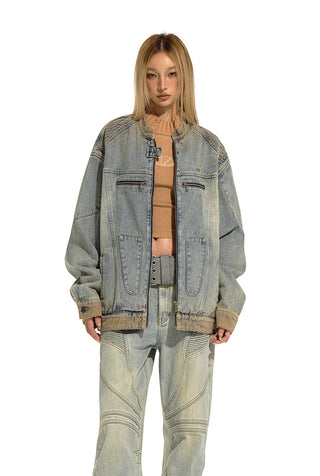 [NAWS] Distressed Washed Denim Jacket