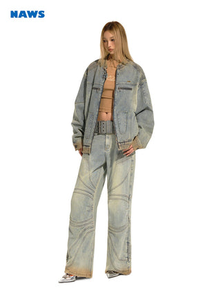 [NAWS] Distressed Washed Denim Jacket