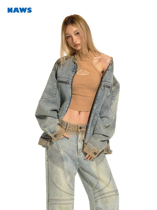 [NAWS] Distressed Washed Denim Jacket