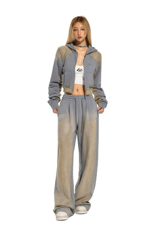 [NAWS] Mud-dyed Crop Hooded Zipper