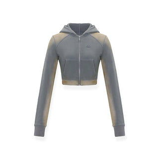 [NAWS] Mud-dyed Crop Hooded Zipper