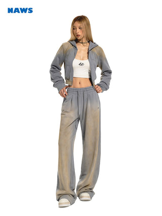 [NAWS] Mud-dyed Crop Hooded Zipper