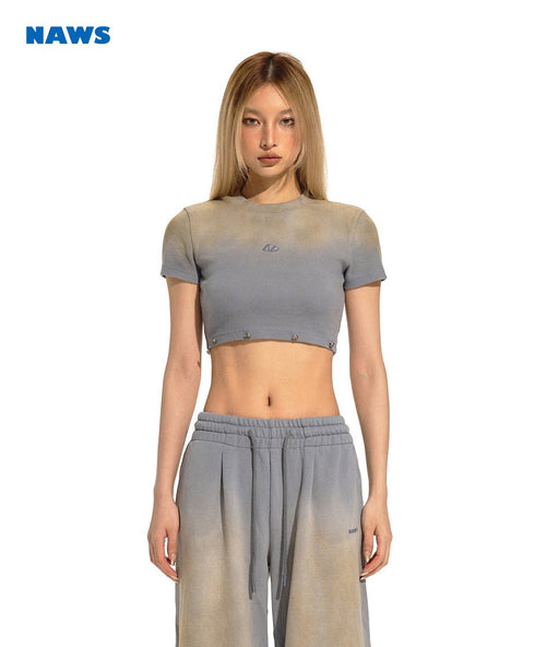[NAWS] Mud Dye Slim Short Sleeve top