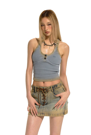 [NAWS] Mud-dyed Henry Ribbed Tank Top