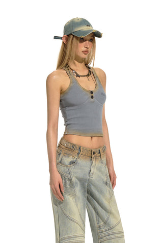 [NAWS] Mud-dyed Henry Ribbed Tank Top