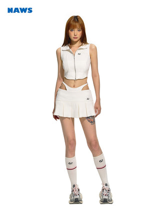 [NAWS] Fake Two-piece Pleated Short Skirt