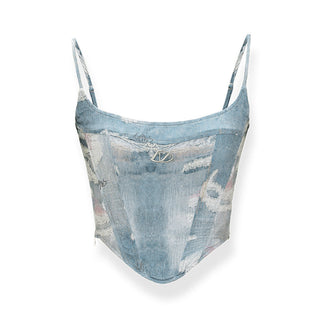[NAWS] Printed fishbone vest & Pleated hip skirt