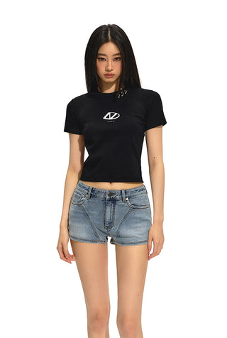 [NAWS] Metal Button Design Slim fit T-shirt