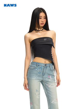 [NAWS] Off-shoulder Beveled Hem top