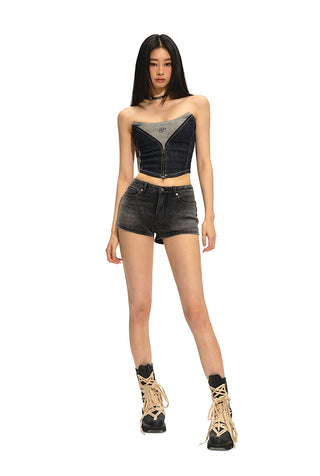 [NAWS] Fake two-piece denim tube top