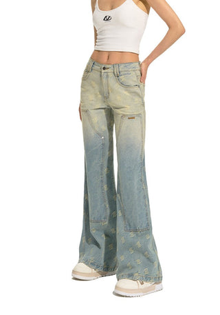 [NAWS] Washed Workwear Patch Denim Pants