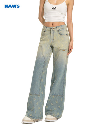 [NAWS] Washed Workwear Patch Denim Pants