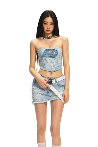 [NAWS] Low Waist Irregular Ripped Skirt