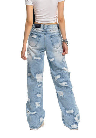 [NAWS] Ripped Embroidered Cleanfit Loose Jeans