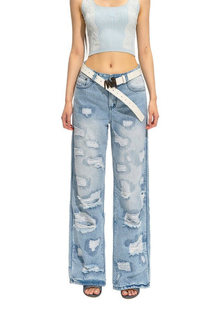 [NAWS] Ripped Embroidered Cleanfit Loose Jeans