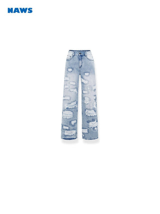 [NAWS] Ripped Embroidered Cleanfit Loose Jeans