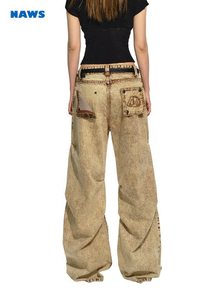 [NAWS] Heavy washed mid-rise baggy jeans