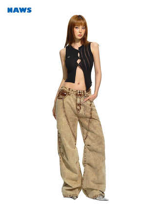 [NAWS] Heavy washed mid-rise baggy jeans