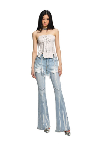 [NAWS] Mid-Rise Ripped Denim Shorts