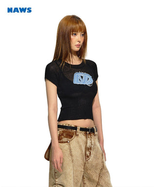 [NAWS] Slim waist knitted Top