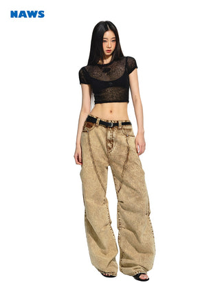 [NAWS] Micro-transparent slim knitted short Tee