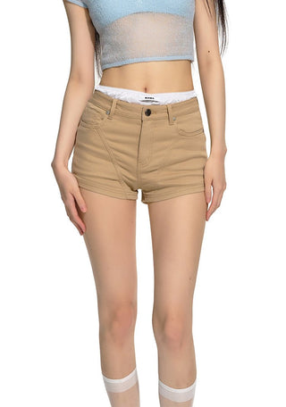 [NAWS] Low waist stretch denim shorts Blue