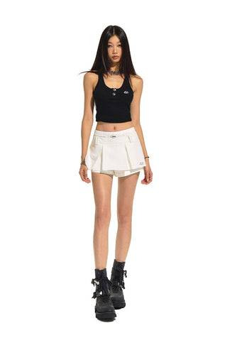 [NAWS] Double waist A-line wide pleated skirt