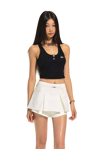 [NAWS] Double waist A-line wide pleated skirt