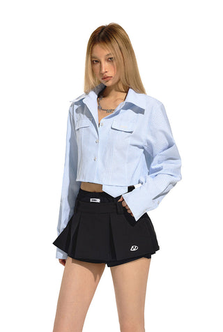 [NAWS] Double waist A-line wide pleated skirt