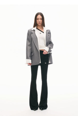 [NAWS] Sculpture Sweater Contrast Cold Shoulder Top