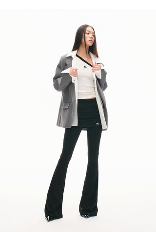 [NAWS] Sculpture Sweater Contrast Cold Shoulder Top